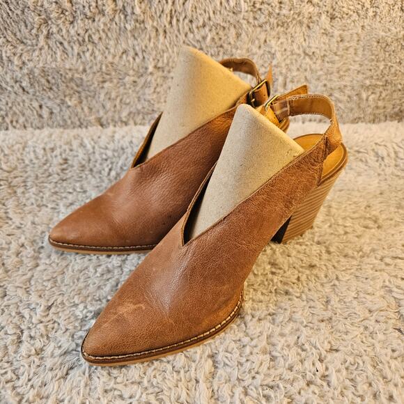 Lucky Brand Women's Aroyli Leather Slingback Pump‎ Heels Size 9M Tan Pointed Toe - Picture 2 of 8